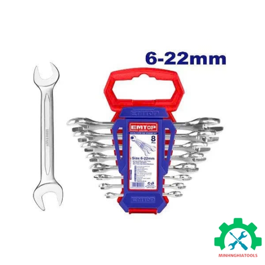 Bộ cờ lê 2 đầu miệng 8 chi tiết EMTOP EDES10801 6x7-20x22mm